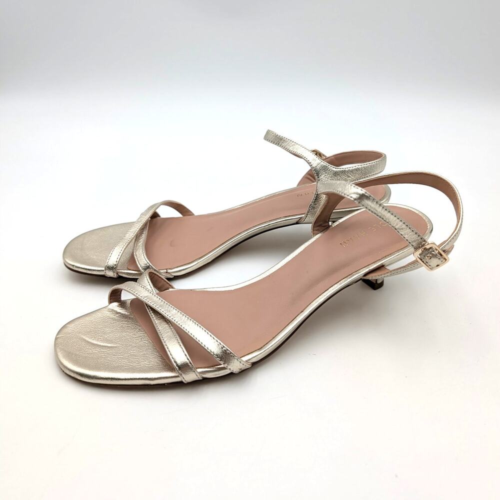Cole Haan Leni Kitten Heel Sandals Women's Soft Gold Leather Size US8B EU38.5
